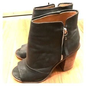 Kelsi Dagger Brooklyn Peep-Toe Black Booties
